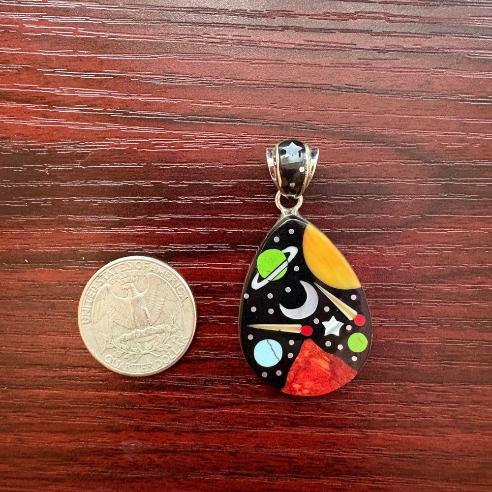 Colorful Celestial Pendant  Micro Inlay Pendant - Picture 6 of 7